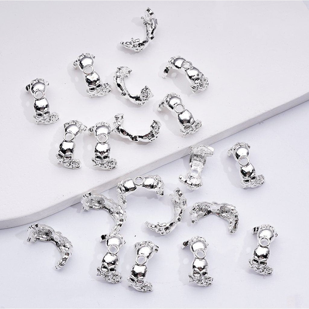 Halloween Skull & Rose Bead Cage Cap Fancy Mixed Metal Skeleton Design (Fits 16MM)