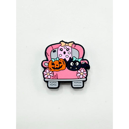Bat in a Pink Car Pumpkin Ghost Silicone Focal Beads