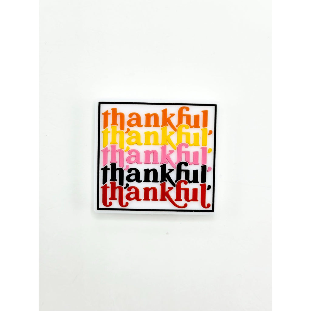 Square Colorful Thankful  Silicone Focal Beads