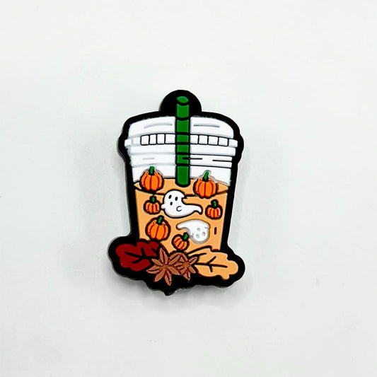 Milky Tea Drink with Little Phantom and Small Pumpkins Halloween Silicone Focal Beads