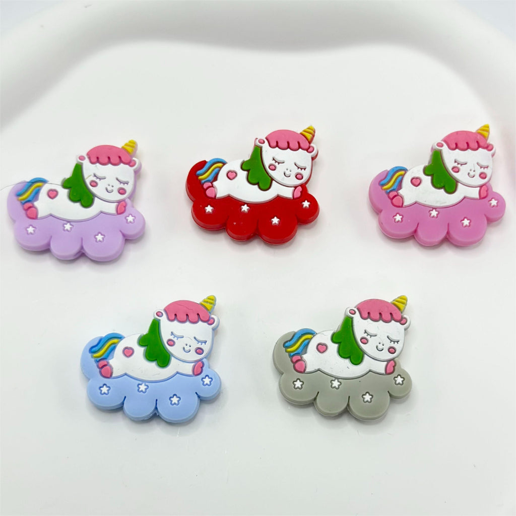 Sleeps on the Cloud Little Cute Unicorn Silicone Focal Beads