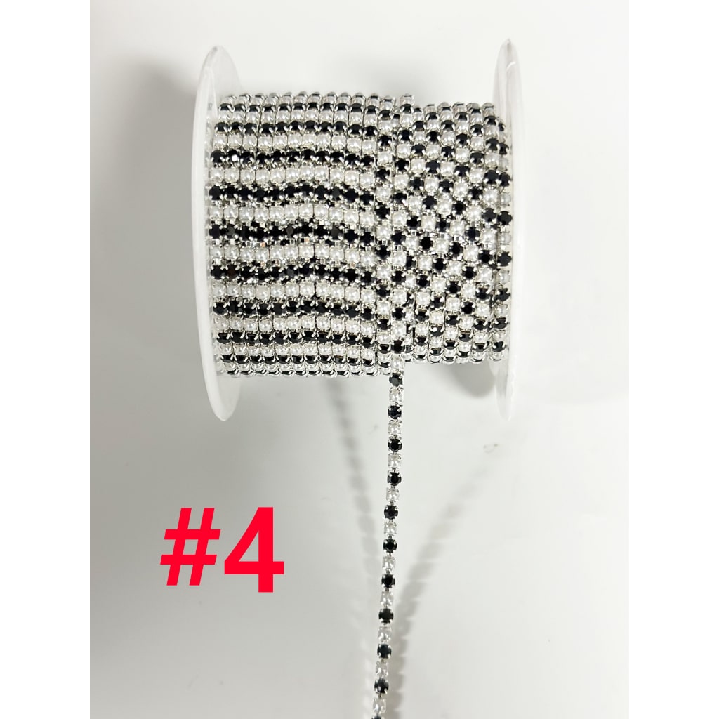 Rhinestone Pearl Chain DIY Bling Bling Accessories, Around 10 Yard of 1 Roll