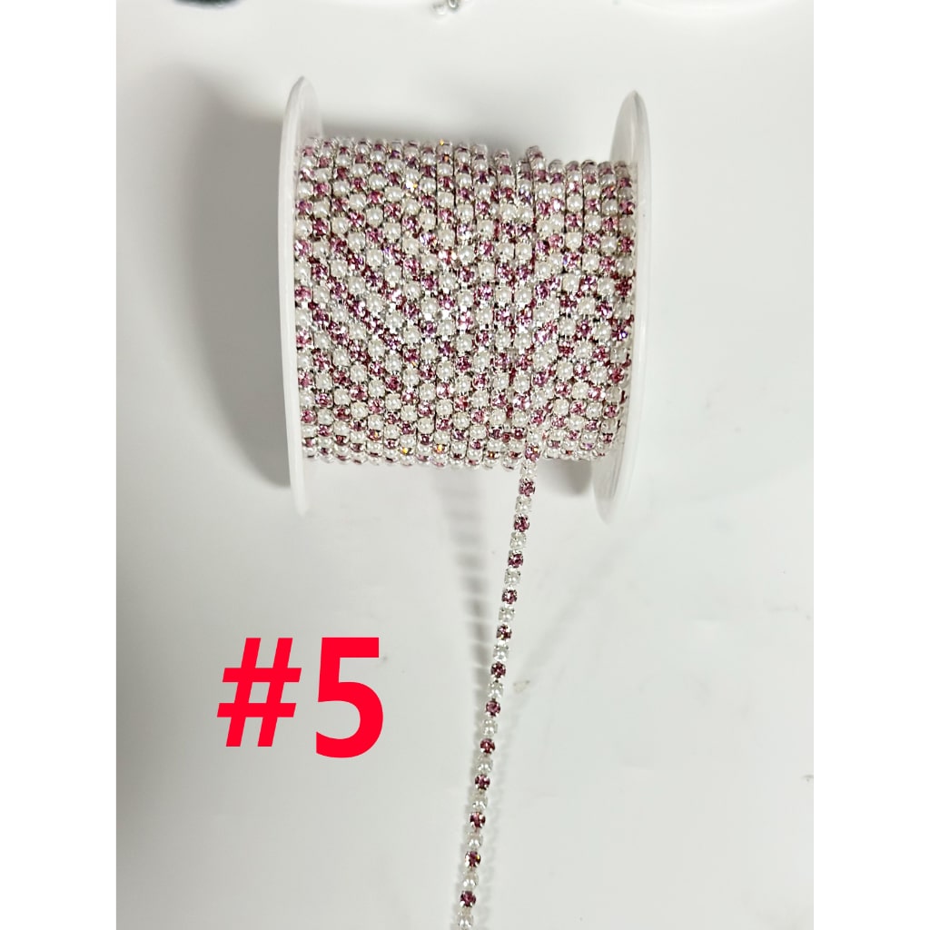 Rhinestone Pearl Chain DIY Bling Bling Accessories, Around 10 Yard of 1 Roll