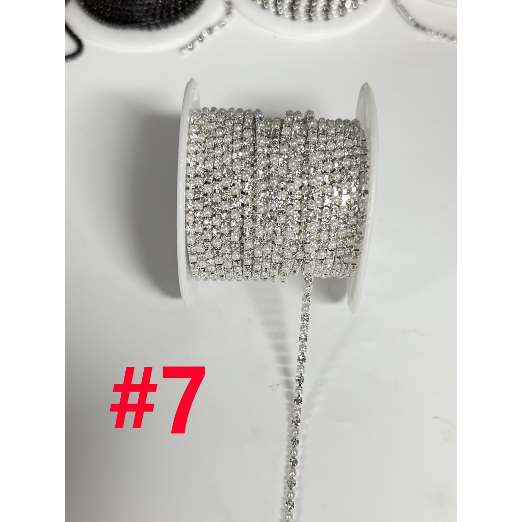 Rhinestone Pearl Chain DIY Bling Bling Accessories, Around 10 Yard of 1 Roll