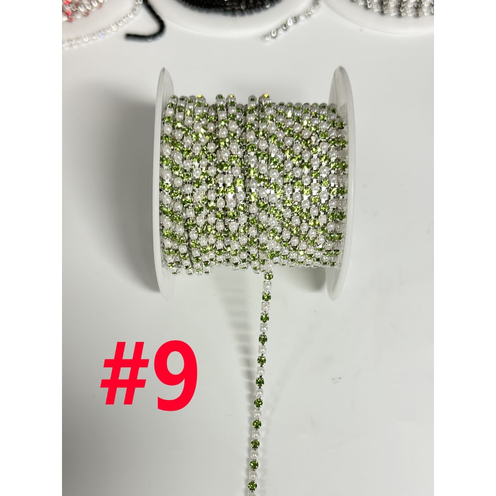 Rhinestone Pearl Chain DIY Bling Bling Accessories, Around 10 Yard of 1 Roll