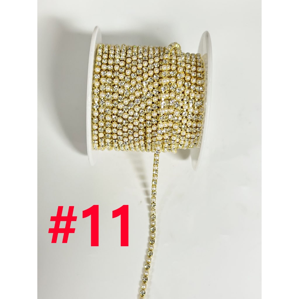 Rhinestone Pearl Chain DIY Bling Bling Accessories, Around 10 Yard of 1 Roll