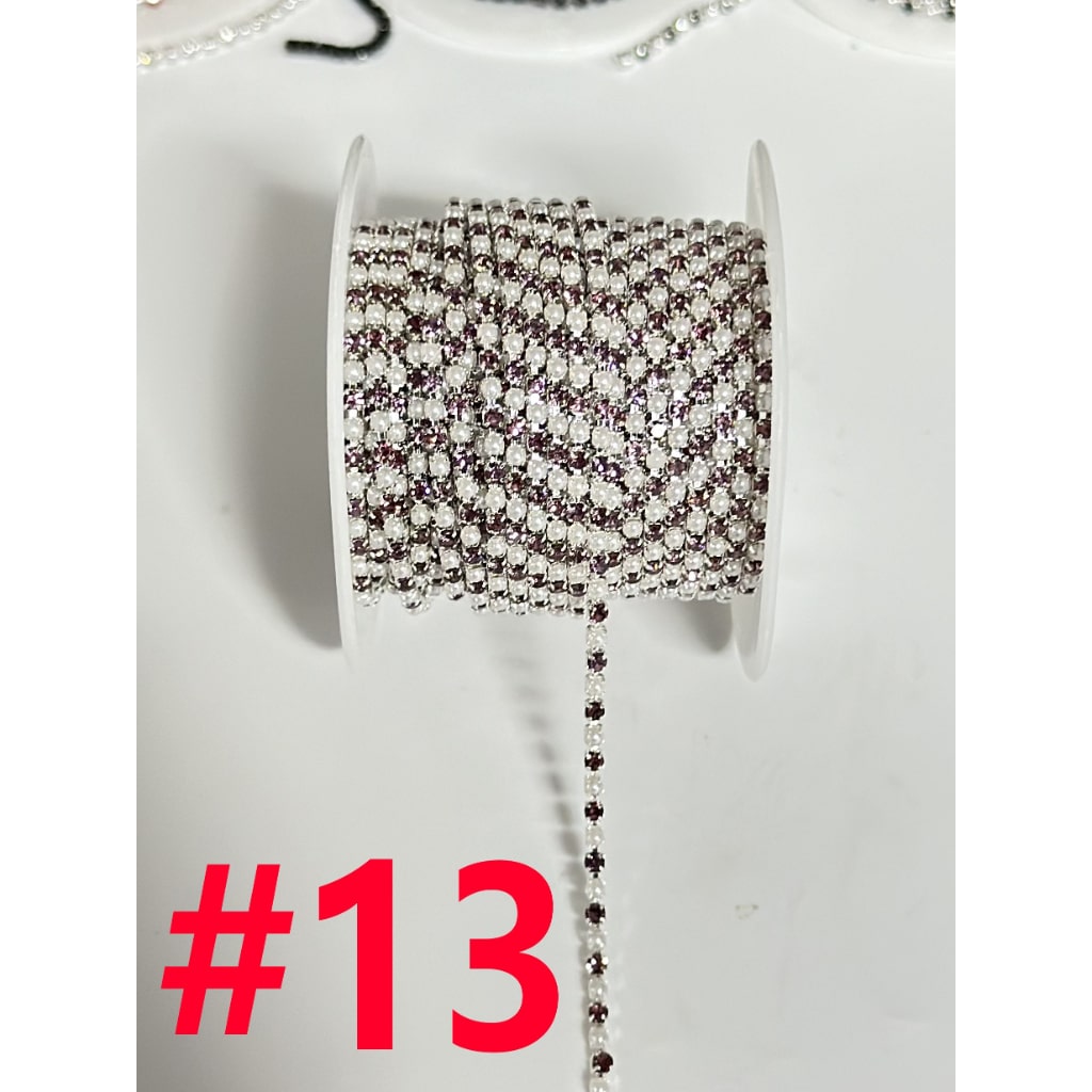 Rhinestone Pearl Chain DIY Bling Bling Accessories, Around 10 Yard of 1 Roll