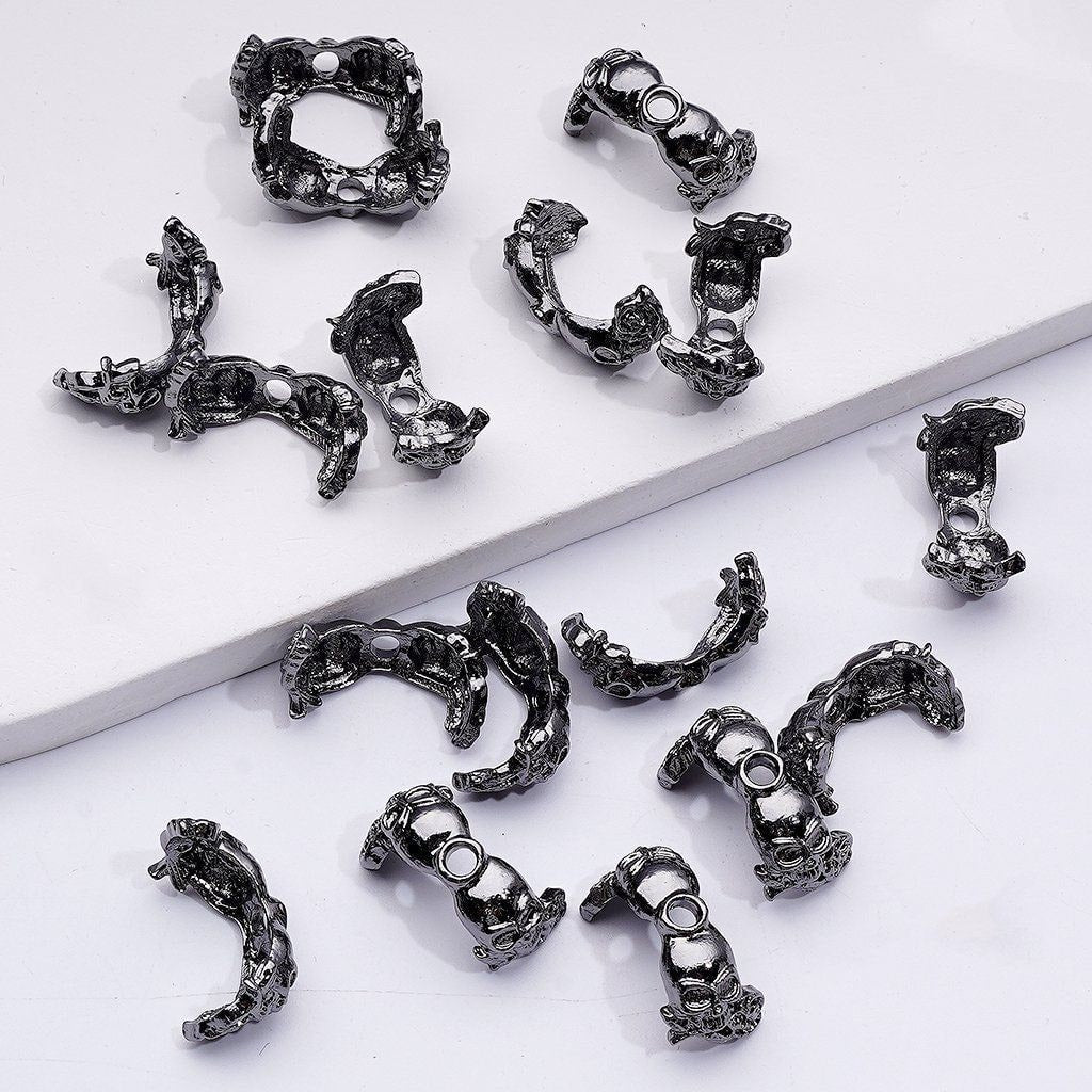 Halloween Skull & Rose Bead Cage Cap Fancy Mixed Metal Skeleton Design (Fits 16MM)