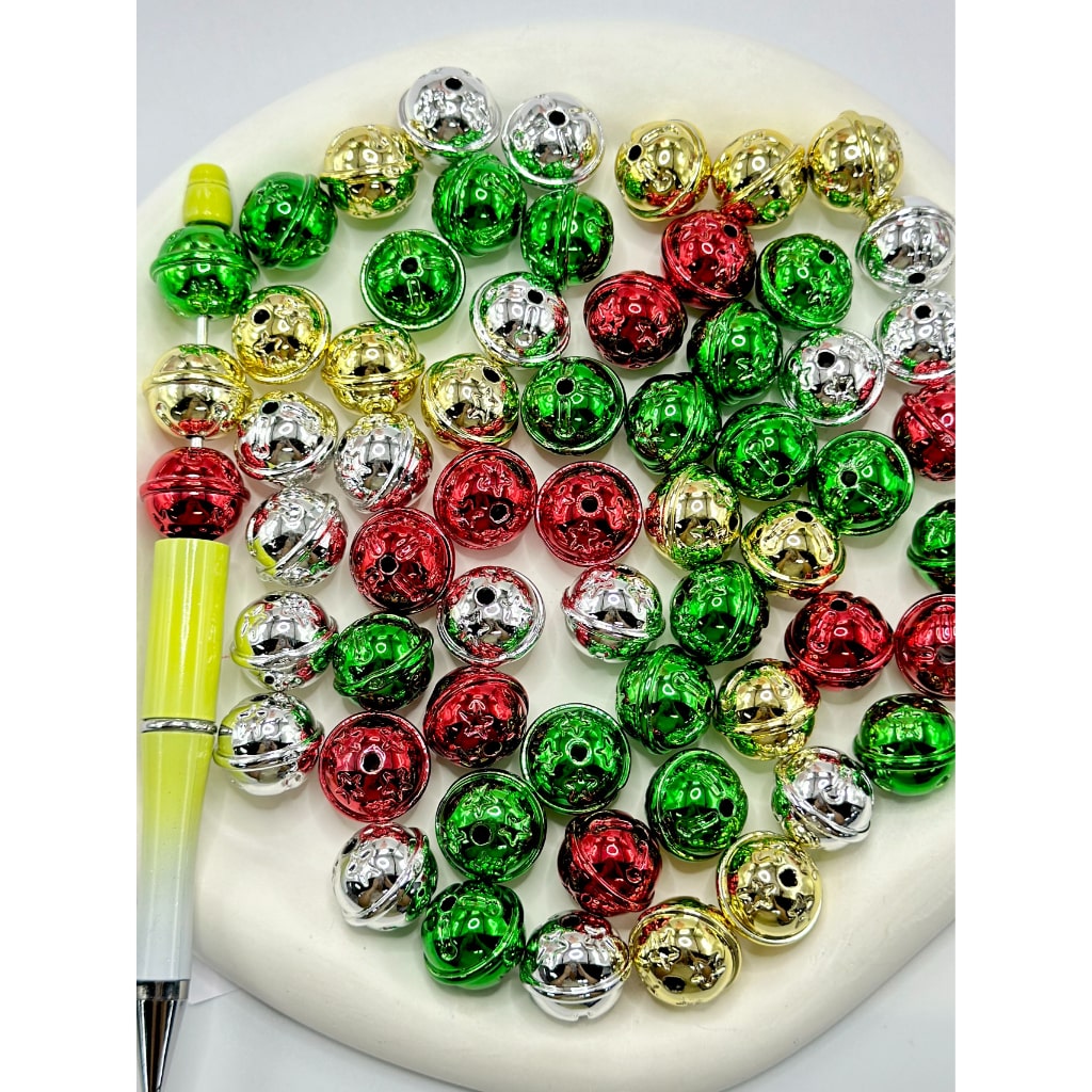 Christmas Bell Shiny Color Acrylic Beads, Random Mix, 15*18MM