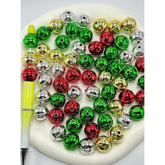 Christmas Bell Shiny Color Acrylic Beads, Random Mix, 15*18MM