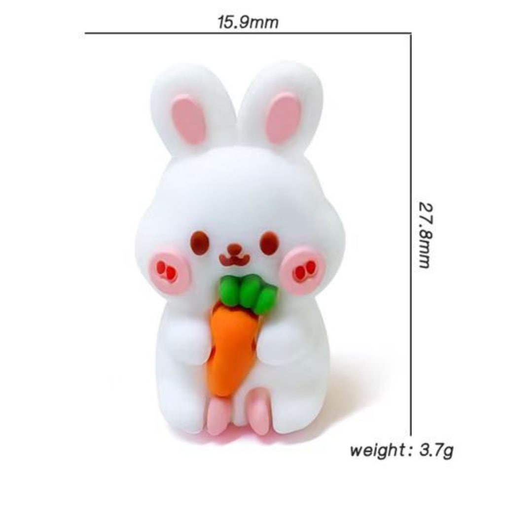 White Rabbit 3D Cute Bunny Holds a Carrot Silicone Focal Beads