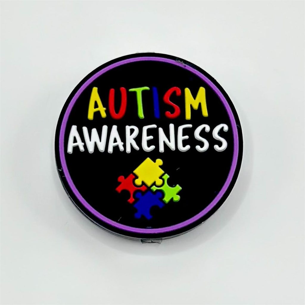 Awareness Puzzle Autism Round Silicone Focal Beads