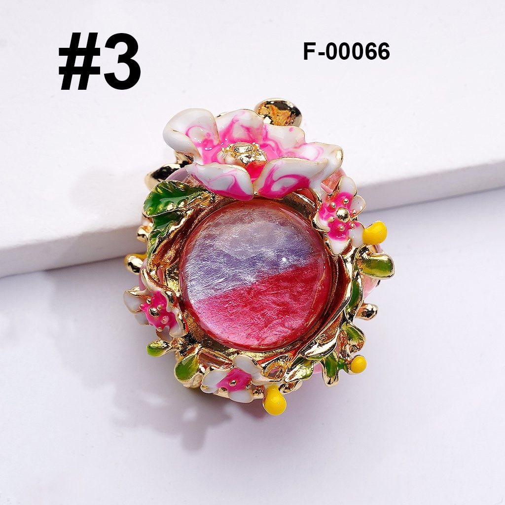 Gold Alloy Flower Charms with Large Hemispherical Rhinestones Exquisite Clay Beads,Around 28*26*24MM