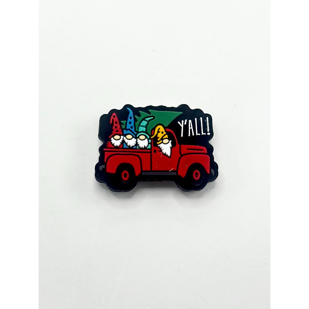 White Beard Magic Hat in a Red Truck with Four Old Men Silicone Focal Beads