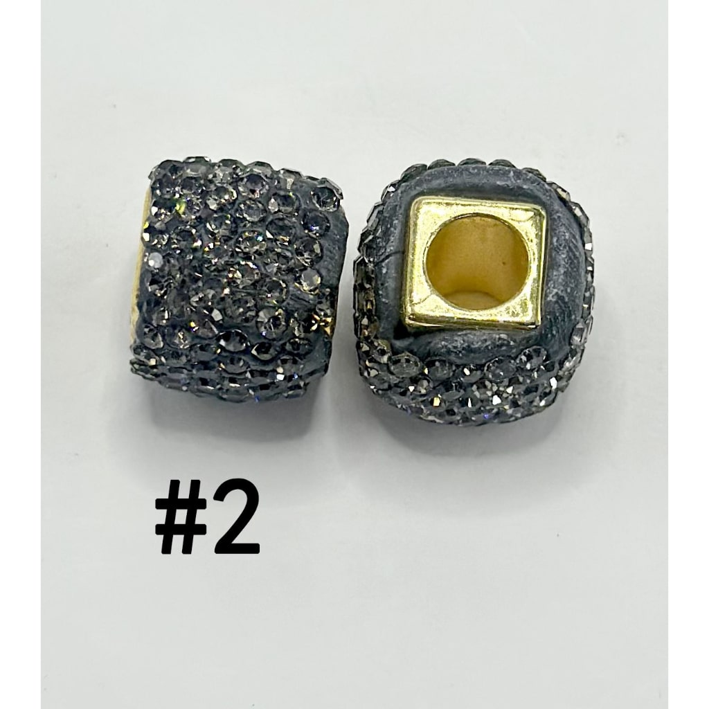 Clay Spacer Square Shape with Rhinestones in Solid Colors, 8MM by 12MM