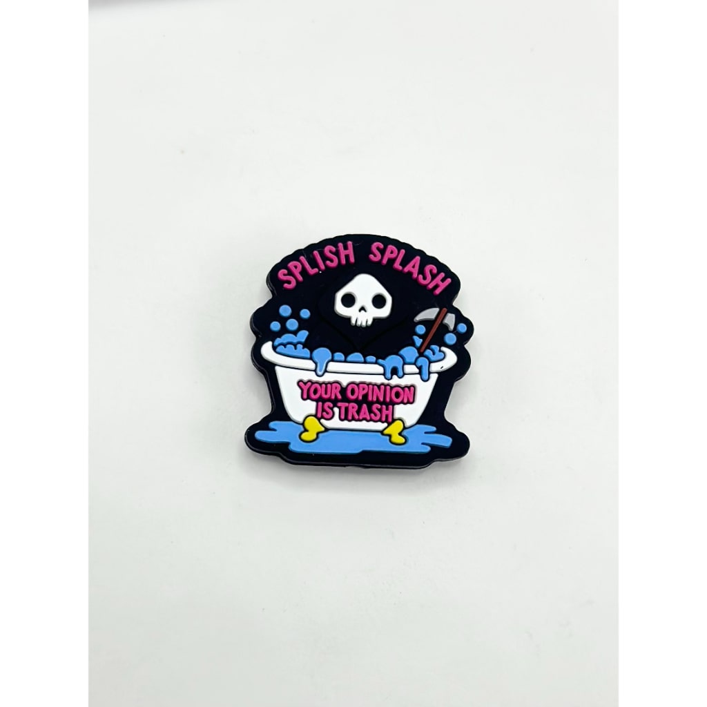 Death Ghost and the Bathtub Shower Splish Splash, Your Opinion is Trash with Silicone Focal Beads