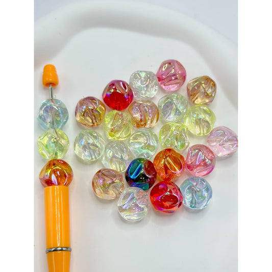 Adorable Irregular Shape Acrylic Beads in Translucent Colors, Random Mix, 16MM