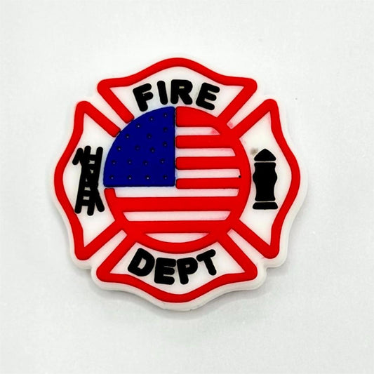 USA America Fire Department Silicone Focal Beads
