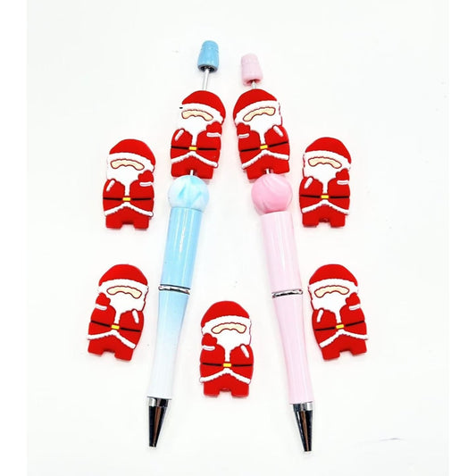 Red Christmas Father Little Cute Santa Claus Silicone Focal Beads