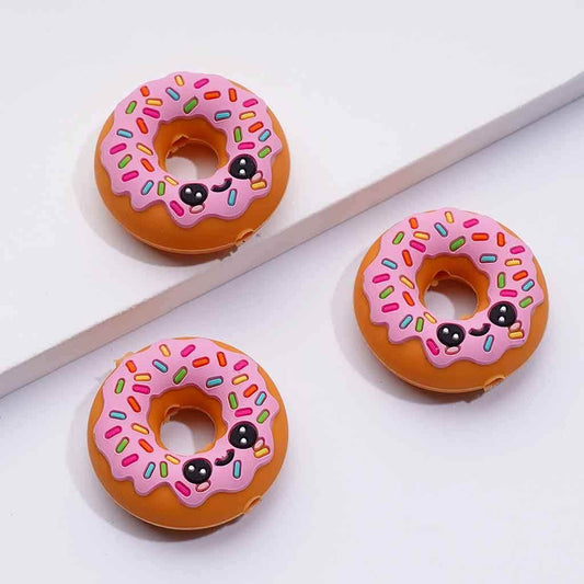 3D Yummy Doughnut Silicone Focal Beads, Realistic and Colorful Dessert Design