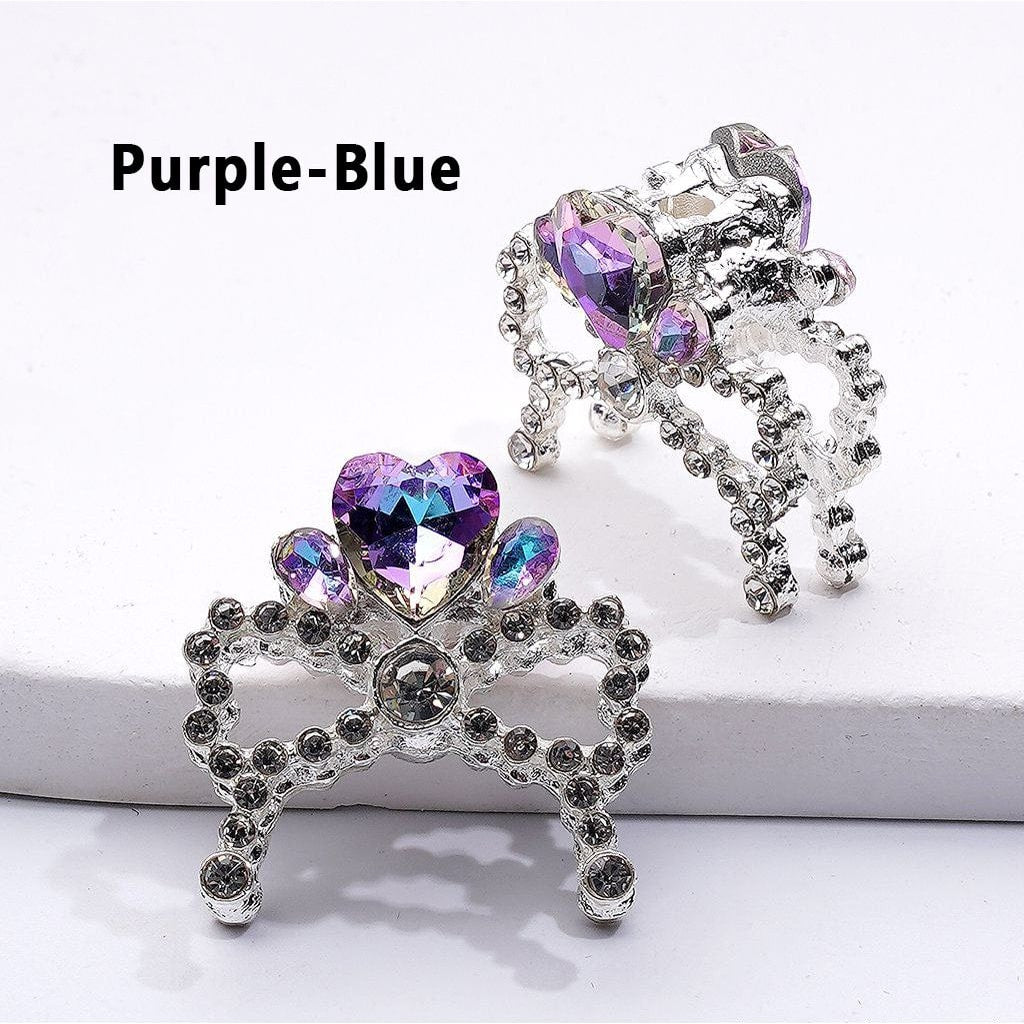 Fancy Silver Alloy Bowknot Beads – Bling Rhinestone Charms with Multicolor Hearts for Jewelry Making