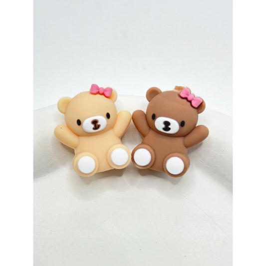 Mini 3D Little Cute Bear with Bowtie Silicone Focal Beads