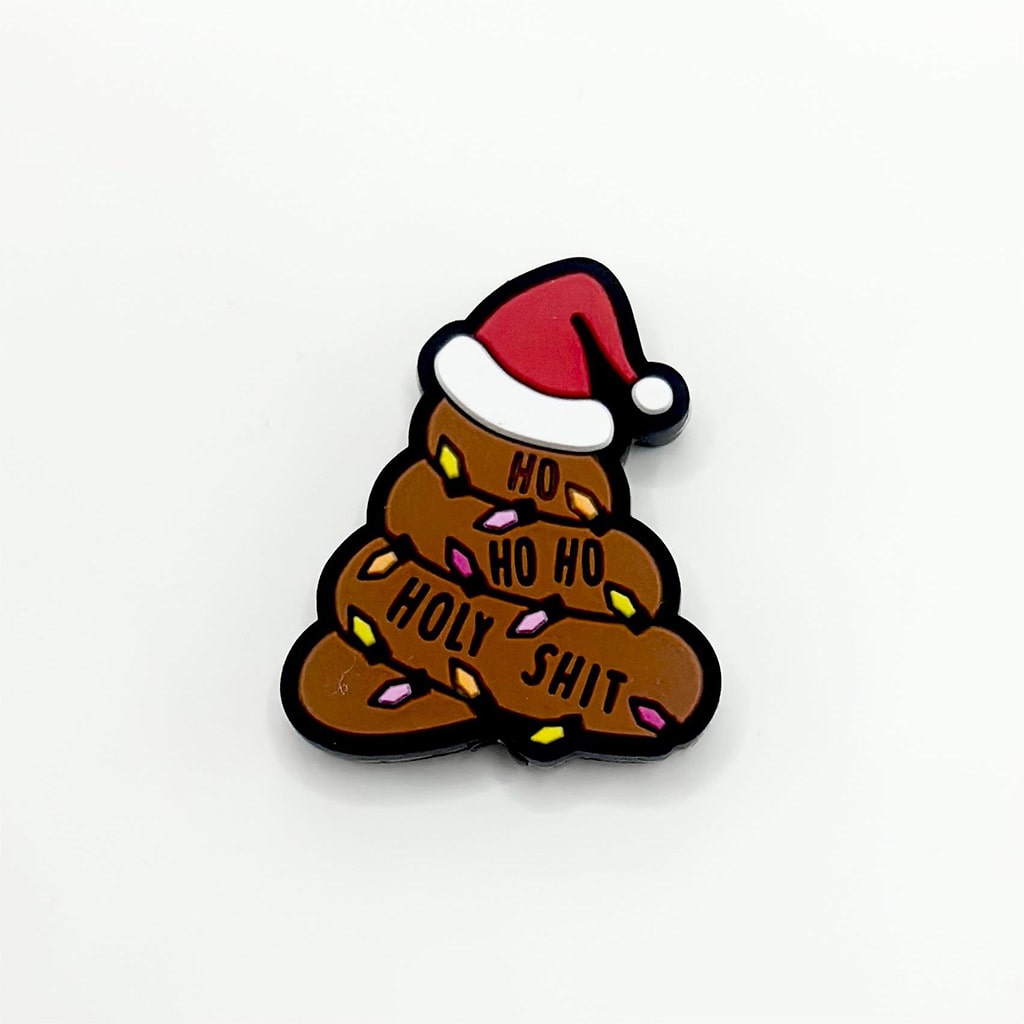 Ho Holy Humor with Red Christmas Hat Silicone Focal Beads