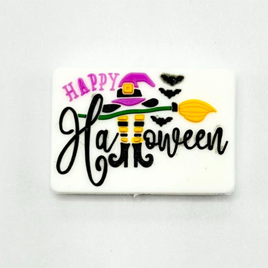Flying Broomstick Happy Halloween Silicone Focal Beads