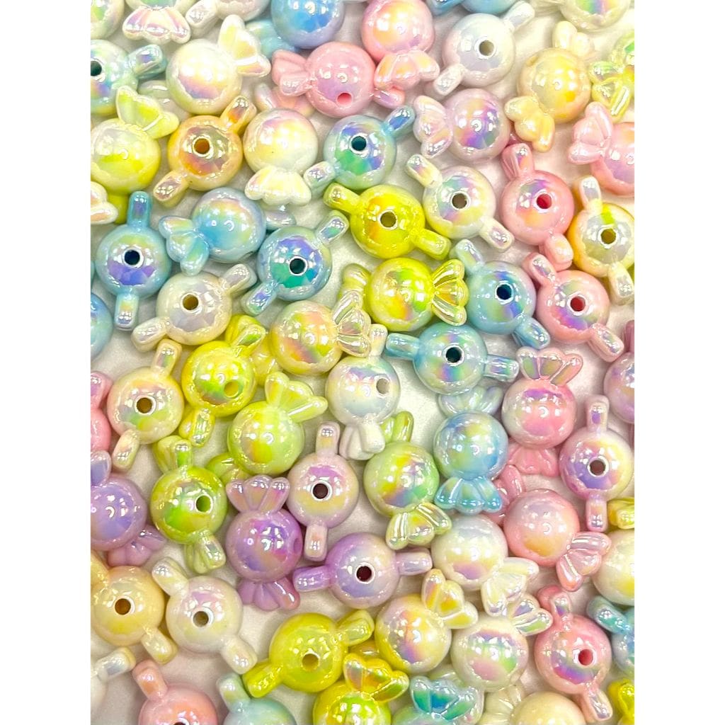 Candy Beads, Mix of Acrylic Beads in Candy Shape and Candy Colors, Size 12mm by 21mm
