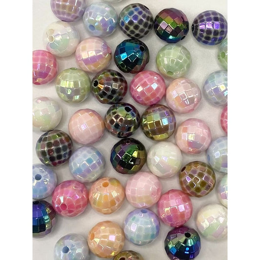 UV Finish Faceted Disco Acrylic Beads 16mm