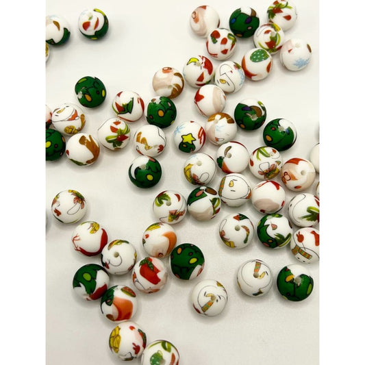 Printed Christmas Silicone Beads Number 460