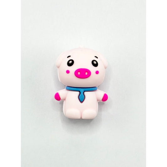 Pink 3D Cute Pig Silicone Focal Beads