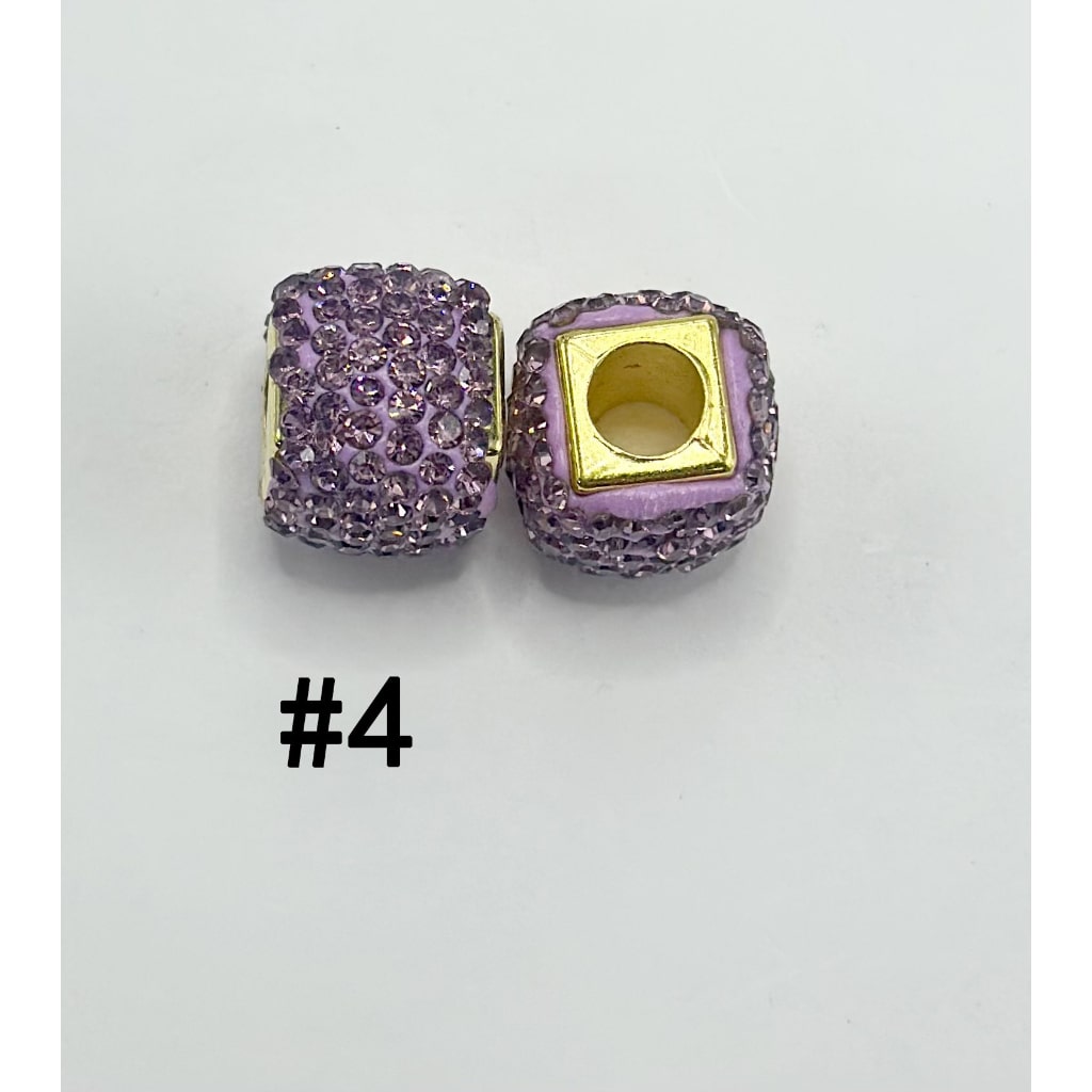 Clay Spacer Square Shape with Rhinestones in Solid Colors, 8MM by 12MM