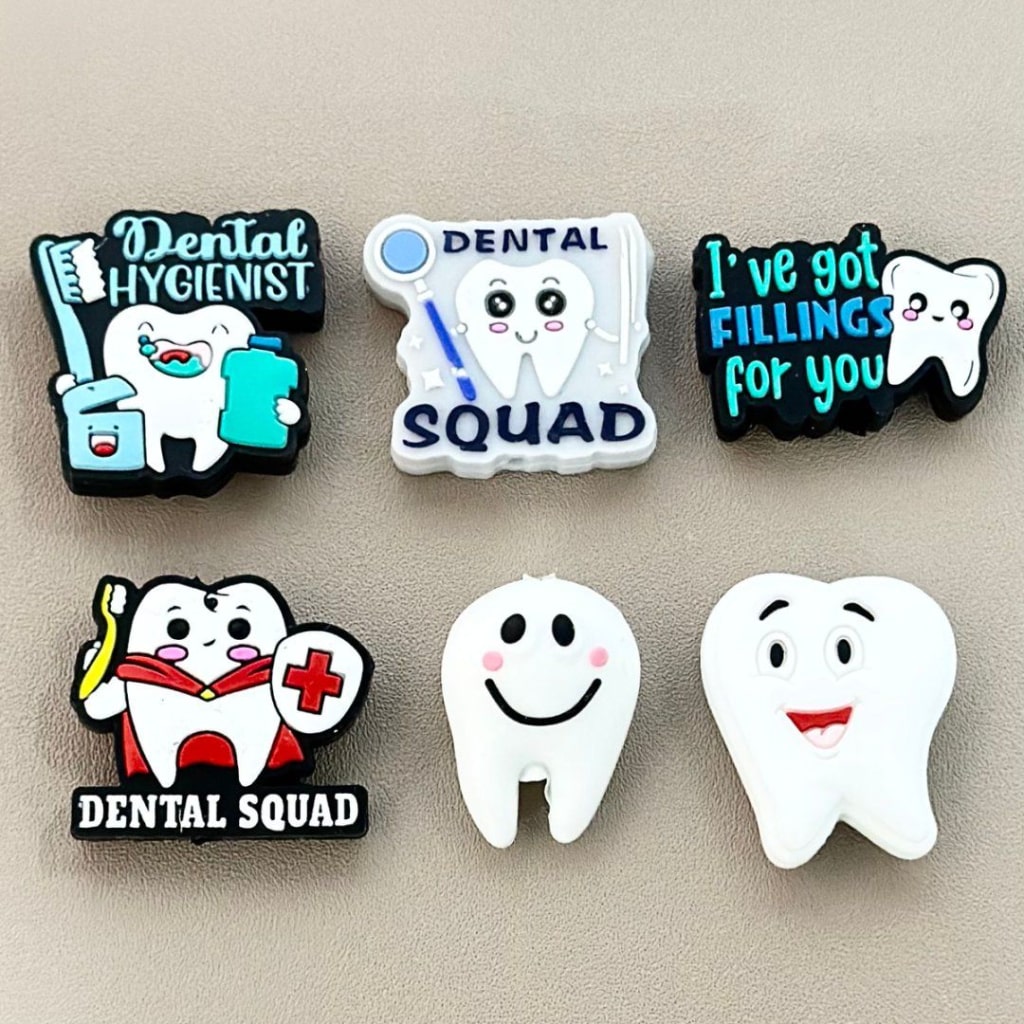 Dentist Series Dental Silicone Focal Beads, Random Mix