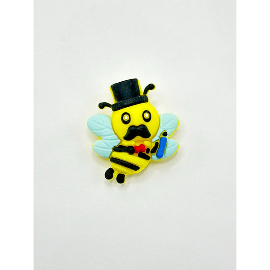 Mini Cute 3D Bee with Hat Silicone Focal Beads