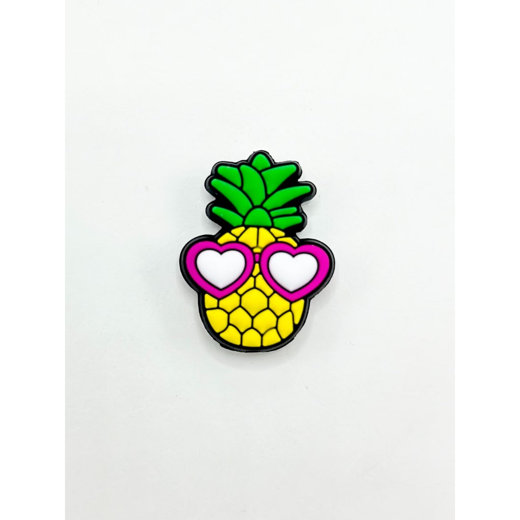 Heart Glasses with Fruit Pineapple Silicone Focal Beads
