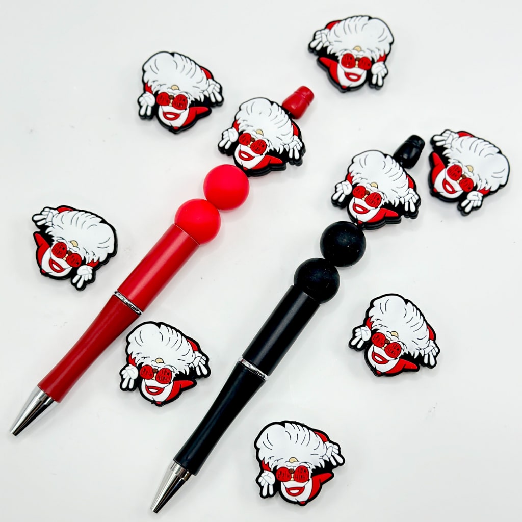 Christmas Santa Claus in Red Sunglasses Backwards Cap Peace Sign Silicone Focal Beads