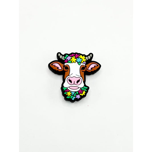 Cow Bull OX Cattle Silicone Focal Beads with Flower Garland