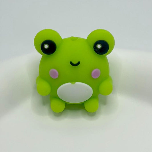 3D Cute Frog, Green Frog Beads, Silicone Focal Beads
