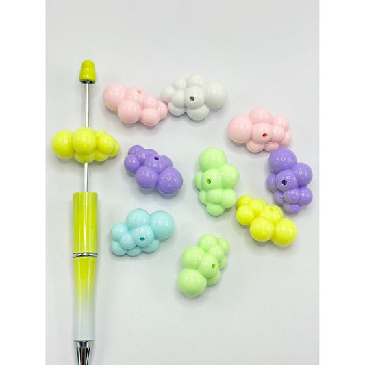 Cloud Shape Solid Candy Color Acrylic Beads, Random Mix, Around 32.5*22.5MM
