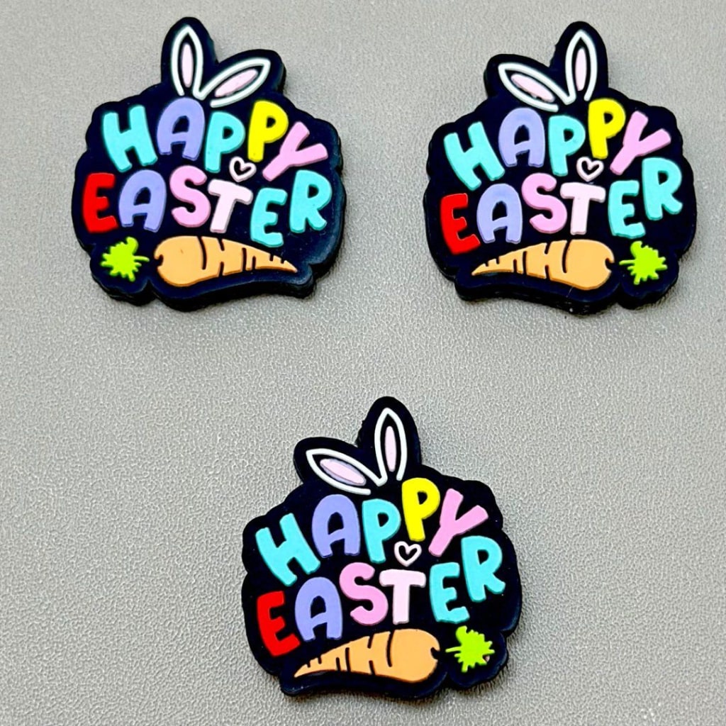 Happy Easter Colorful Cute Bunny Rabbit Ear Carrot Silicone Focal Beads