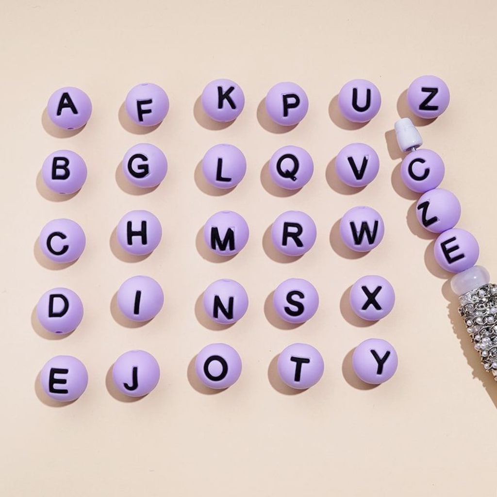 Round  Solid Colored English Letter Silicone Beads, 15MM, Random Mix Letters, Please Read the Description