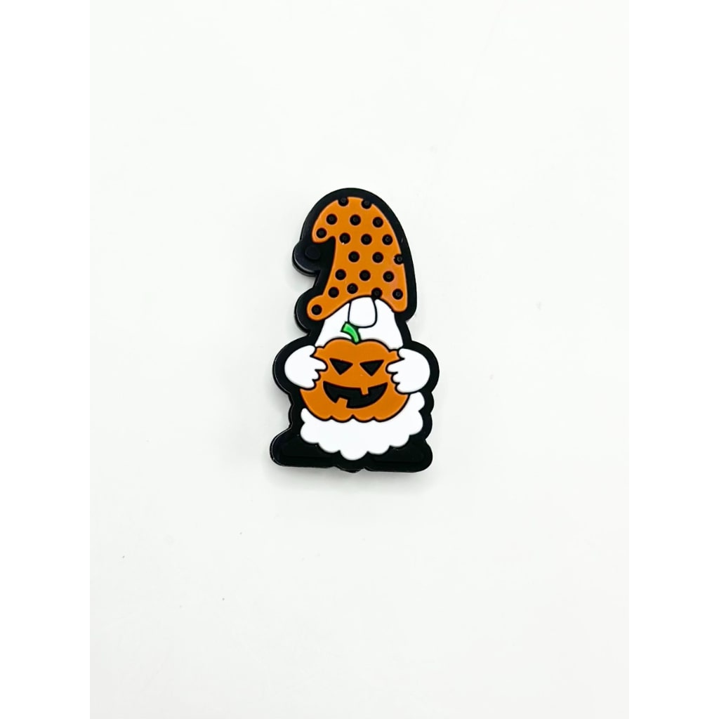 Dwarf Holds a Pumpkin Little Gnome Silicone Focal Beads