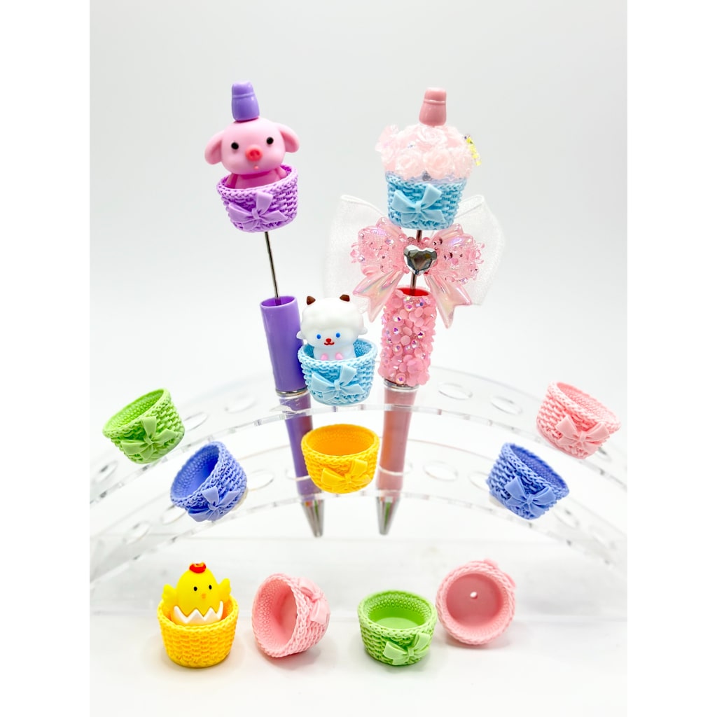 Colorful Basket with Bowtie Acrylic Beads, Random Mix, 15*24.5MM