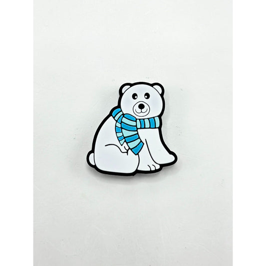 Blue Stripe with Scarf Polar Bear Silicone Focal Beads