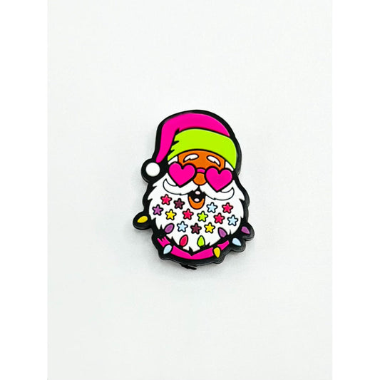 Christmas Father Fashion with Pink Heart Glasses Silicone Focal Beads