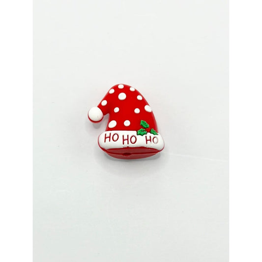 Red Christmas 3D Cute Hat Silicone Focal Beads