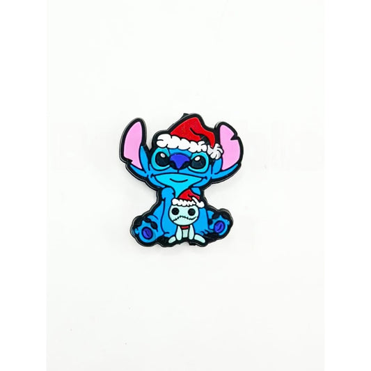 Big Blue Monster and Small Jac with Red Christmas Hat Silicone Focal Beads