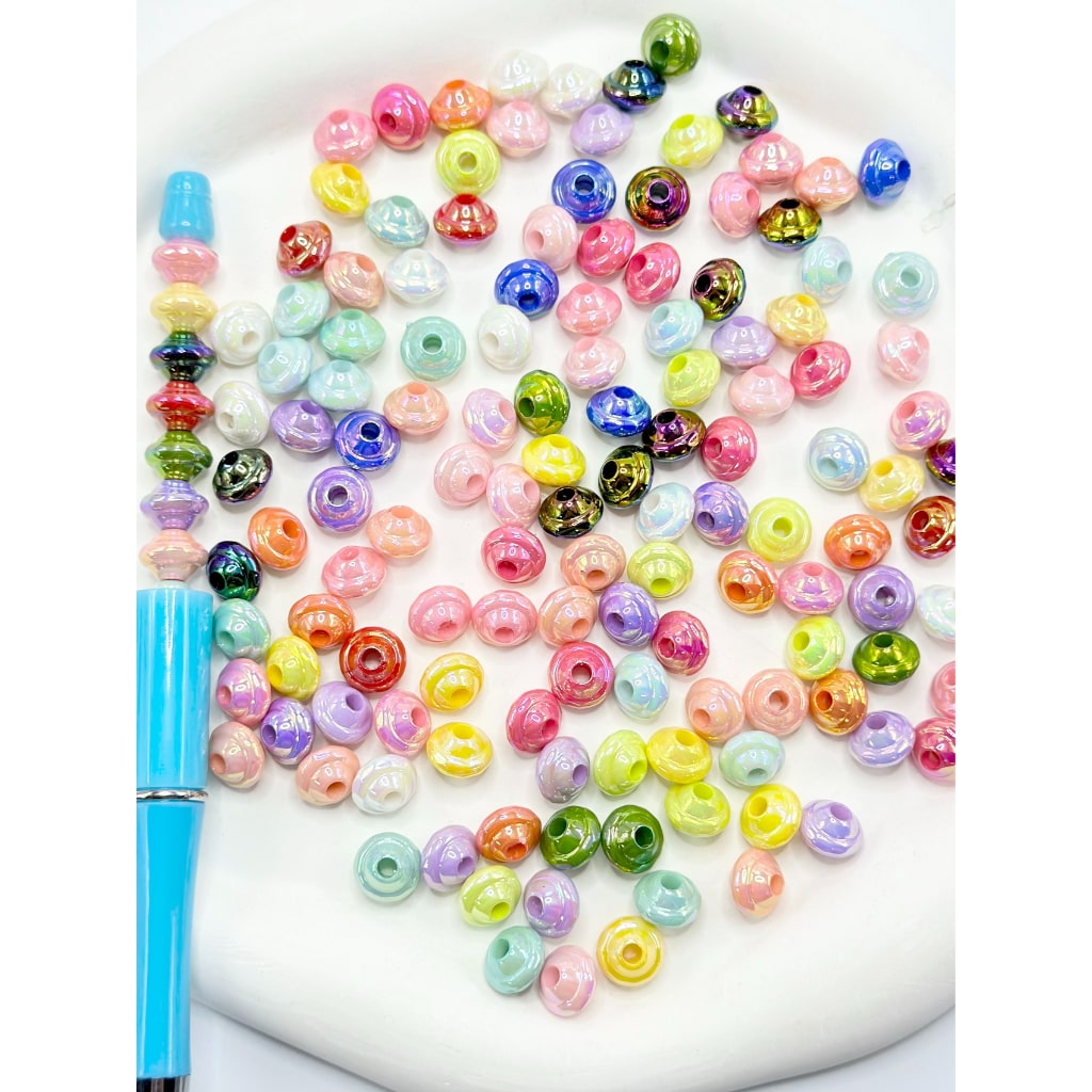 UV Coating Small Flying Saucer UFO Acrylic Beads, Random Mix, 10MM