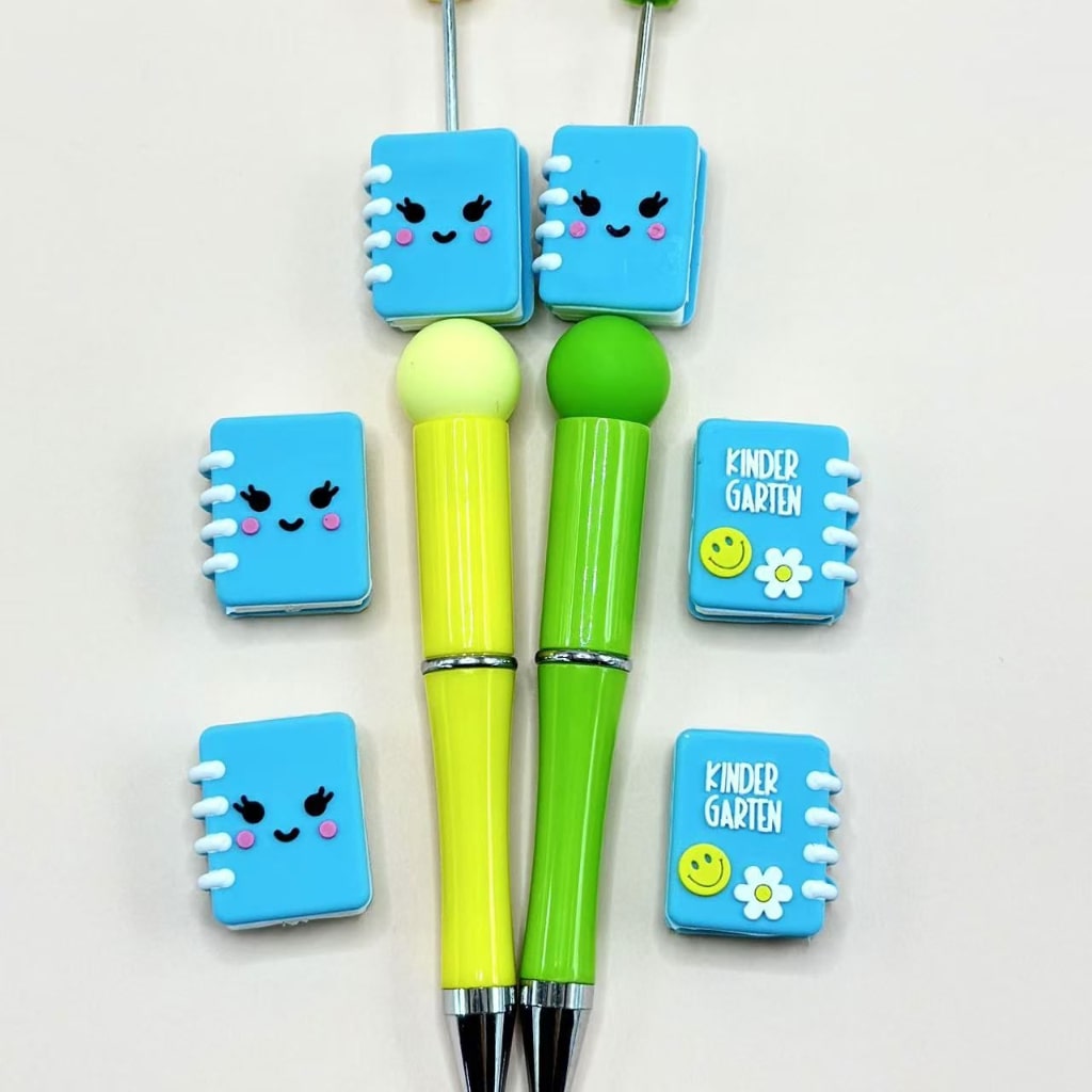 Mini Cute Silicone Focal Beads with Small Flower, Smile Face, Books, and 3D Bonding Adhesive Mould